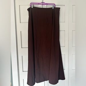 Brown High Waisted Solid Pleat Maxi Skirt Size 3XL